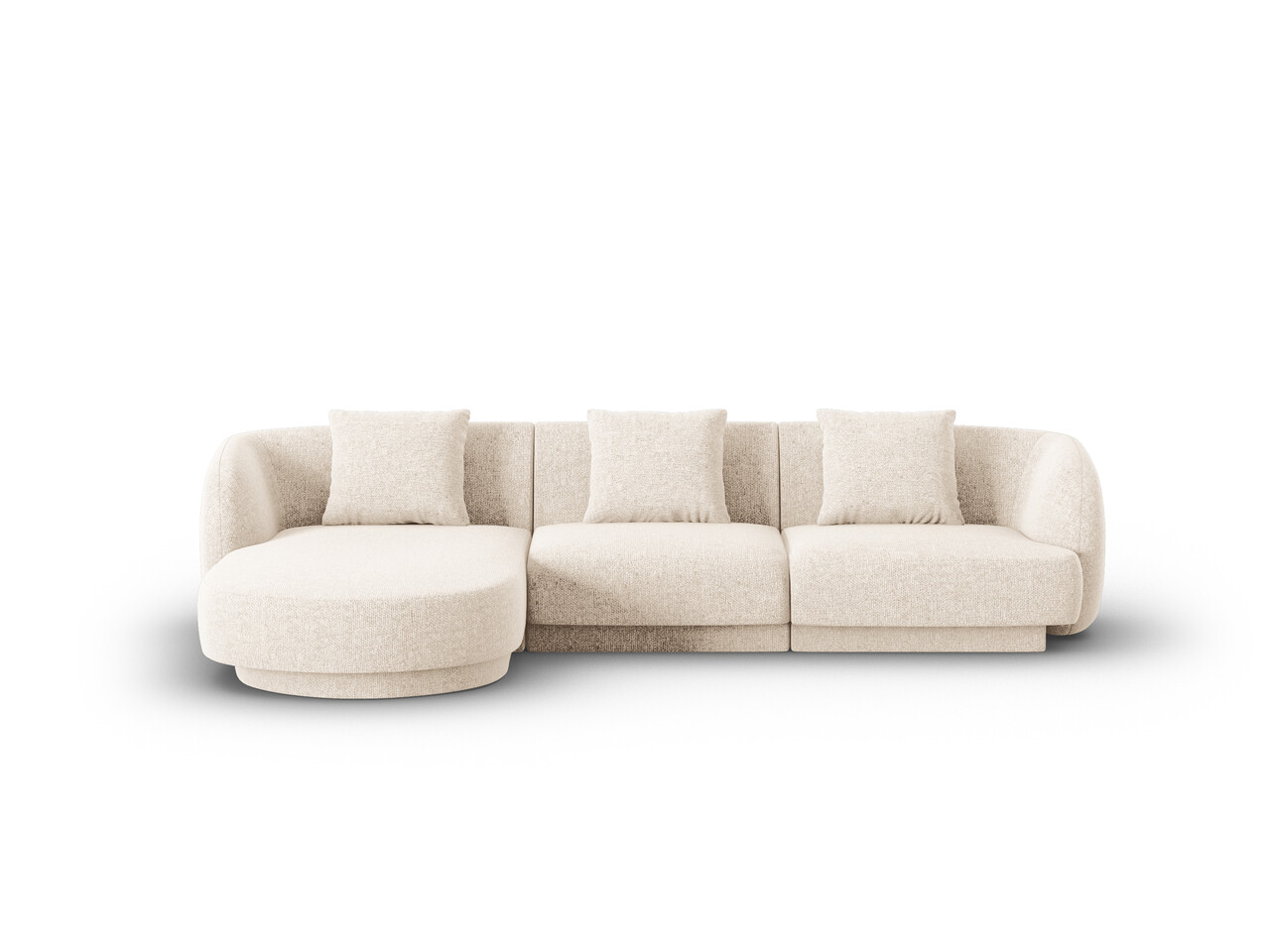 Coltar stanga 4 locuri, Tulum, Cosmopolitan Design, 255x156x70 cm, tesatura chenille, bej deschis - imagine 6